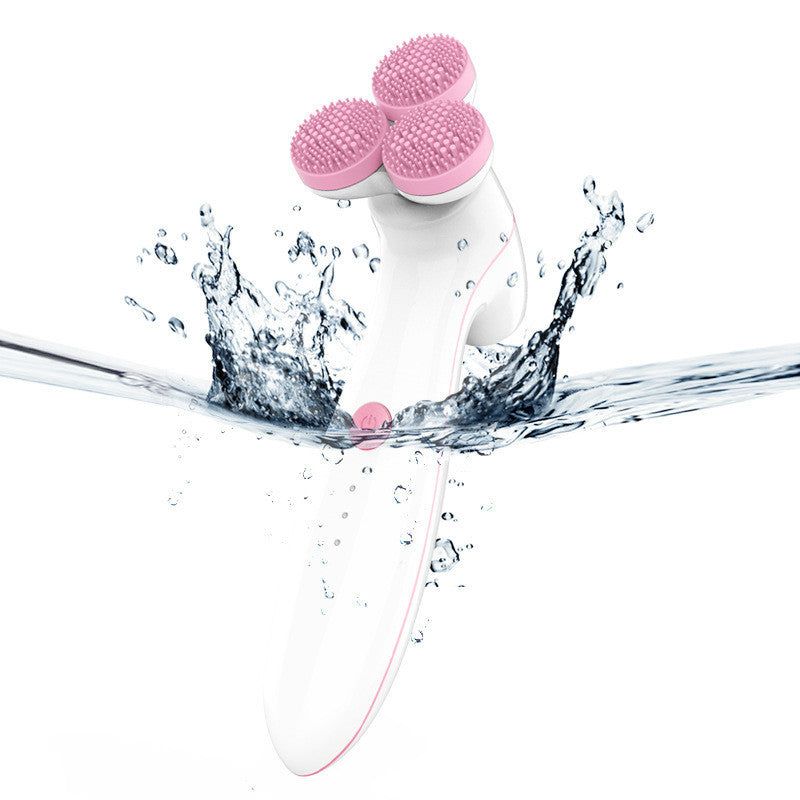 3D smart silicone facial cleanser in pink and blue for gentle massage and lifting