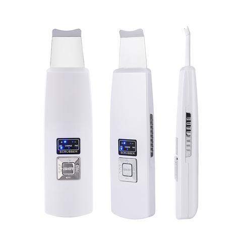 Ultrasonic facial skin scrubber device for blackhead and acne removal