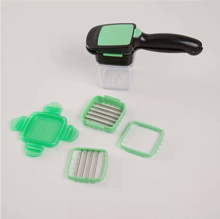 Multi-functional vegetable cutter and peeler with push-type operation