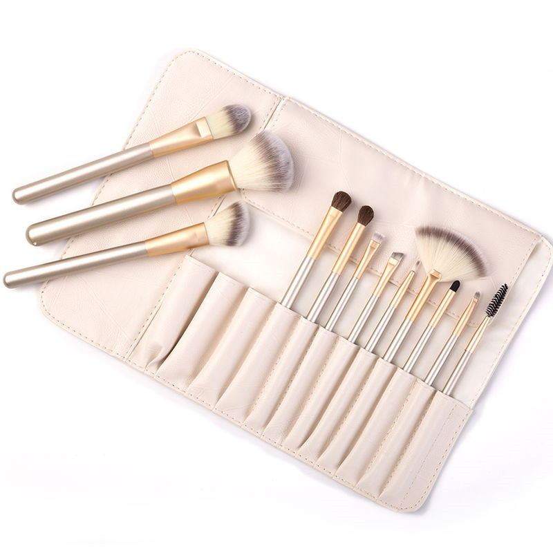 Makeup Brush Set with Pink Clutch Bag