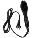 Ceramic hair straightening brush with anti-frizz and detangling features