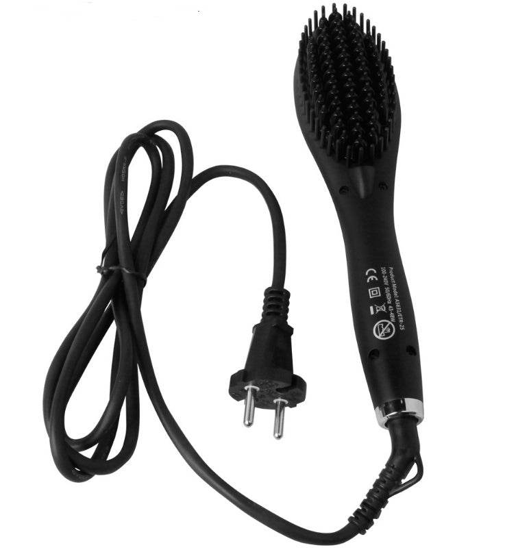 Ceramic hair straightening brush with anti-frizz and detangling features