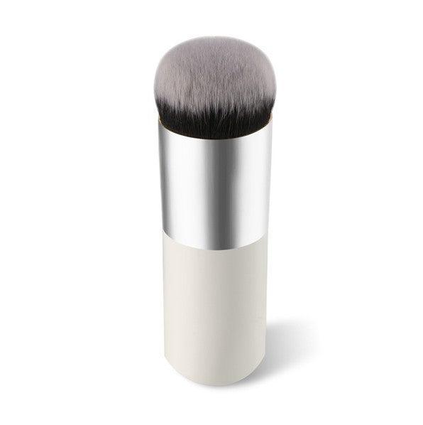 Chubby foundation and powder brush with soft rayon bristles and short wooden handle