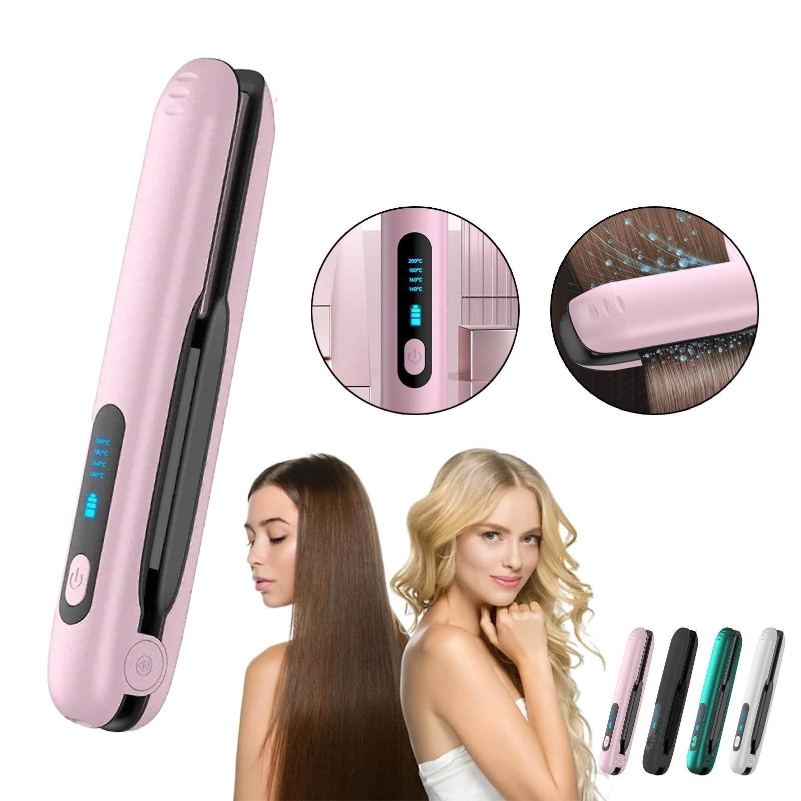 Wireless USB rechargeable mini hair straightener and curler with 5000mAh battery