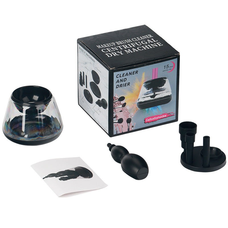 Electric makeup brush cleaner with three silicone cleaning cans and carton packaging