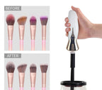 USB electric makeup brush cleaner in black and white with silicone sleeves