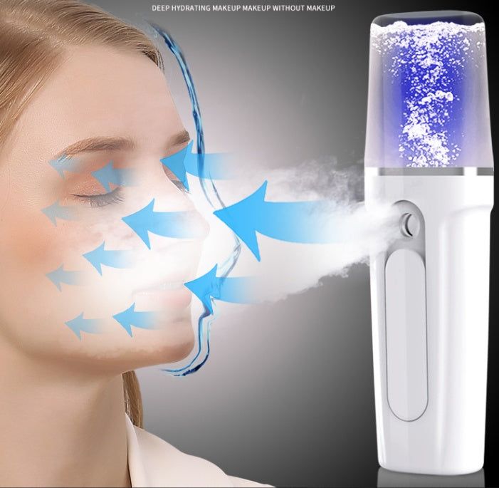 Portable nano mist facial sprayer with USB charging and built-in power bank