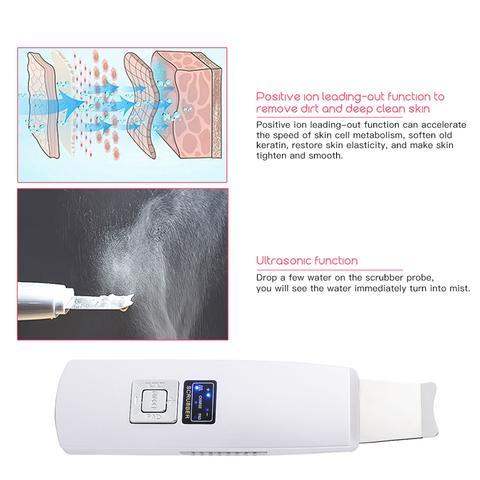 Ultrasonic facial skin scrubber device for blackhead and acne removal