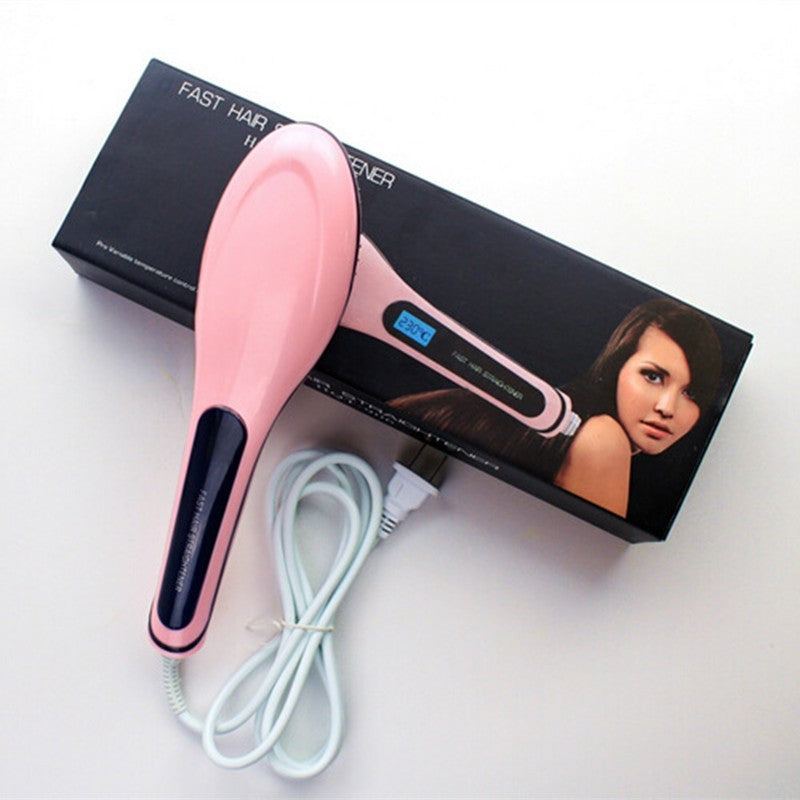 Paddle brush hair straightener with fast heating and ionic anti-frizz feature