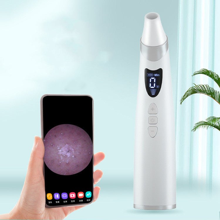 White electric visual blackhead remover with app connection and silicone suction heads
