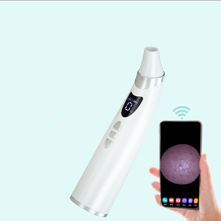 White electric visual blackhead remover with app connection and silicone suction heads