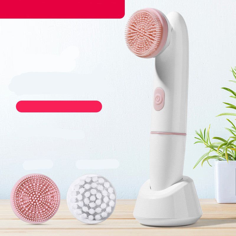Electric silicone facial cleansing brush with waterproof design for deep pore cleaning