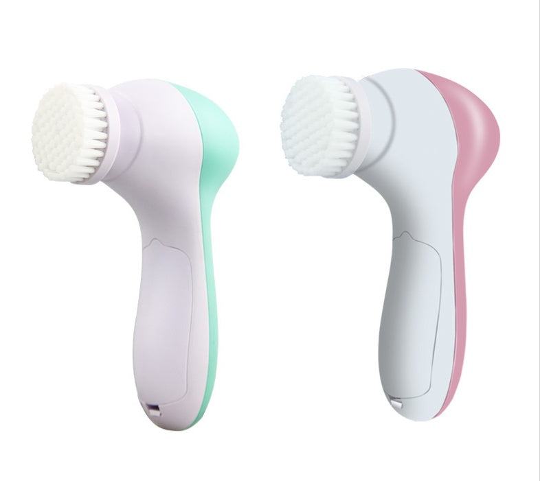 Pink electric facial cleansing brush KD-116 with silicone and DuPont bristles for pore cleaning