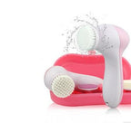 Pink electric facial cleansing brush KD-116 with silicone and DuPont bristles for pore cleaning