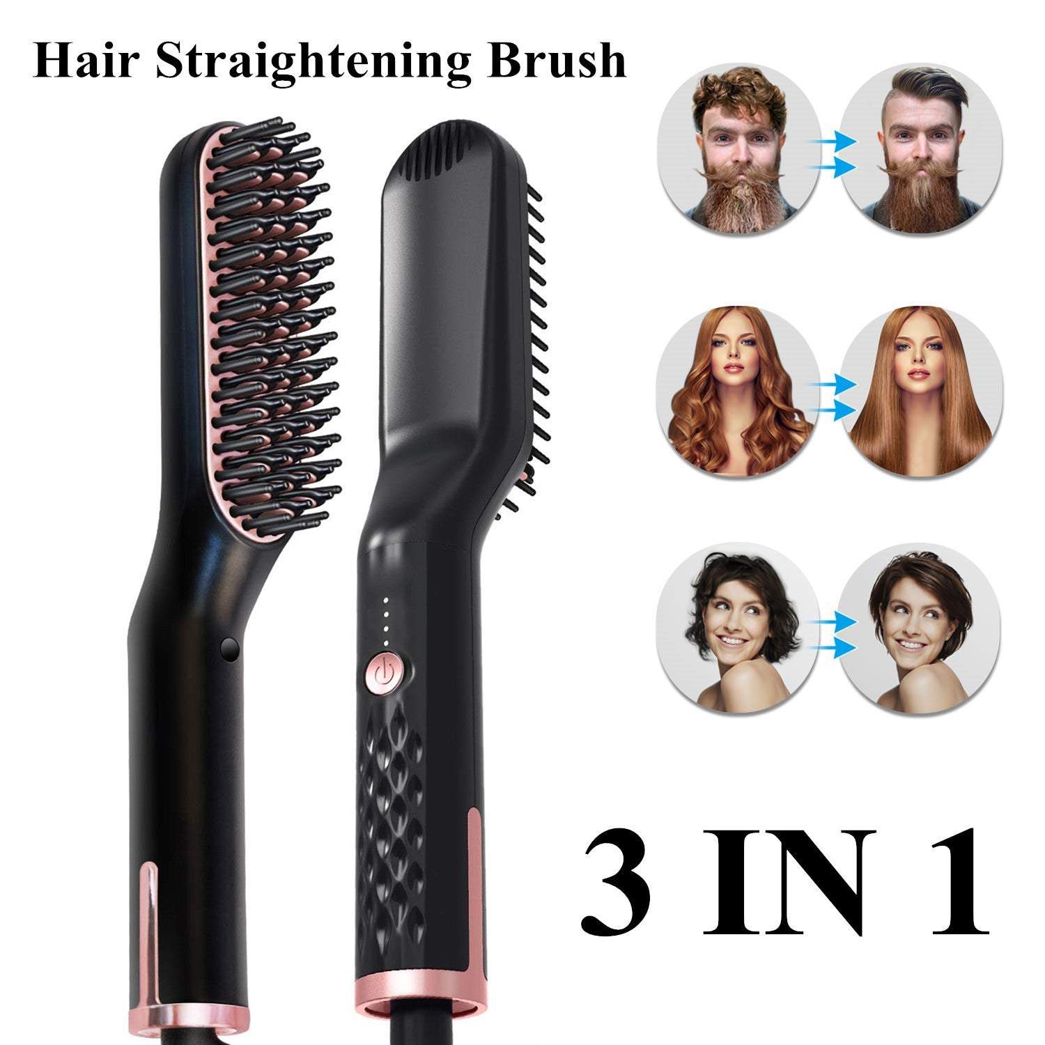 2-in-1 tourmaline ceramic hair straightener comb for wet and dry hair