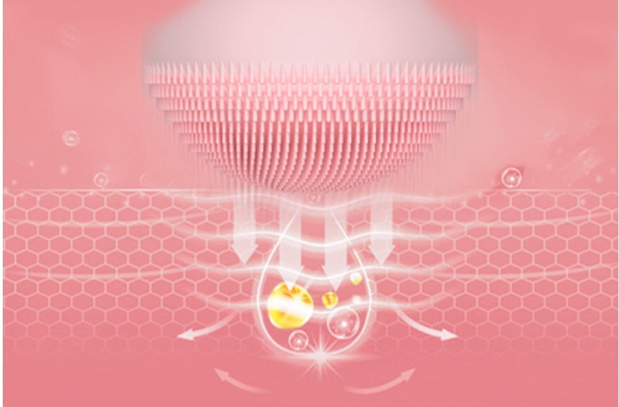 Pink silicone facial cleansing brush for blackhead and pore cleaning