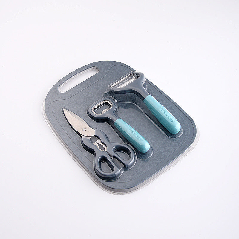 Kitchen Tool Set - Three-Piece Blue Set with Melon Planer, Corkscrew