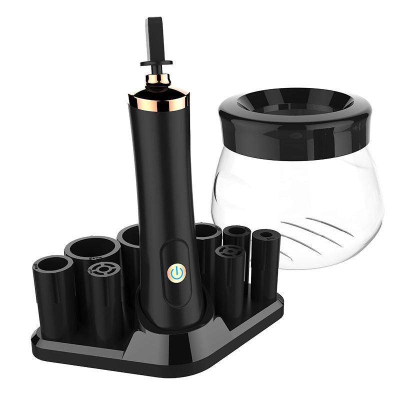 Electric makeup brush cleaner with silica bristles and multiple charging options