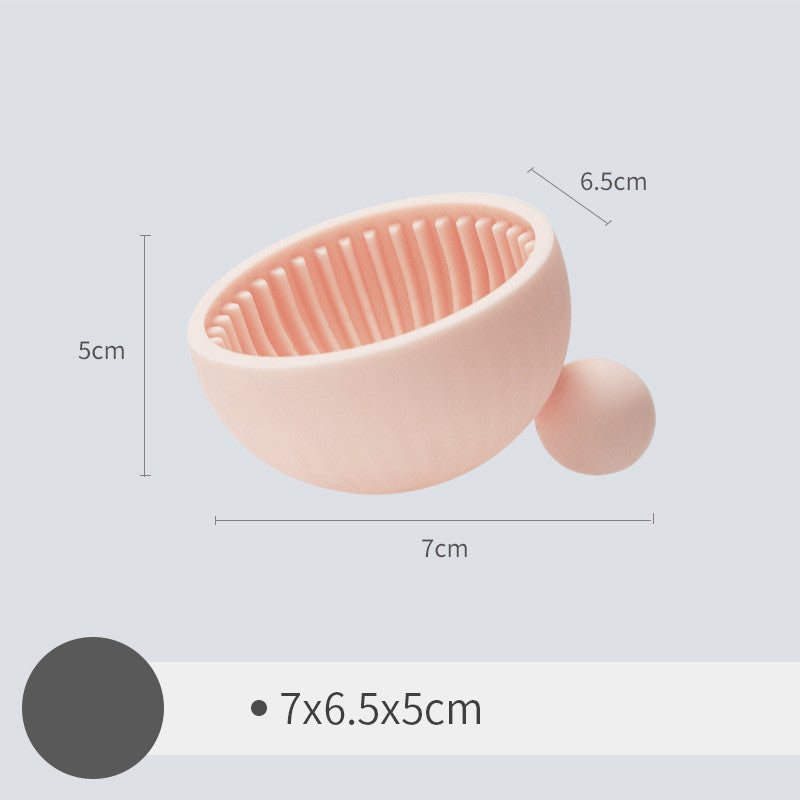 Silicone small ball makeup brush cleaning pad in white, pink, and blue