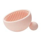 Silicone small ball makeup brush cleaning pad in white, pink, and blue