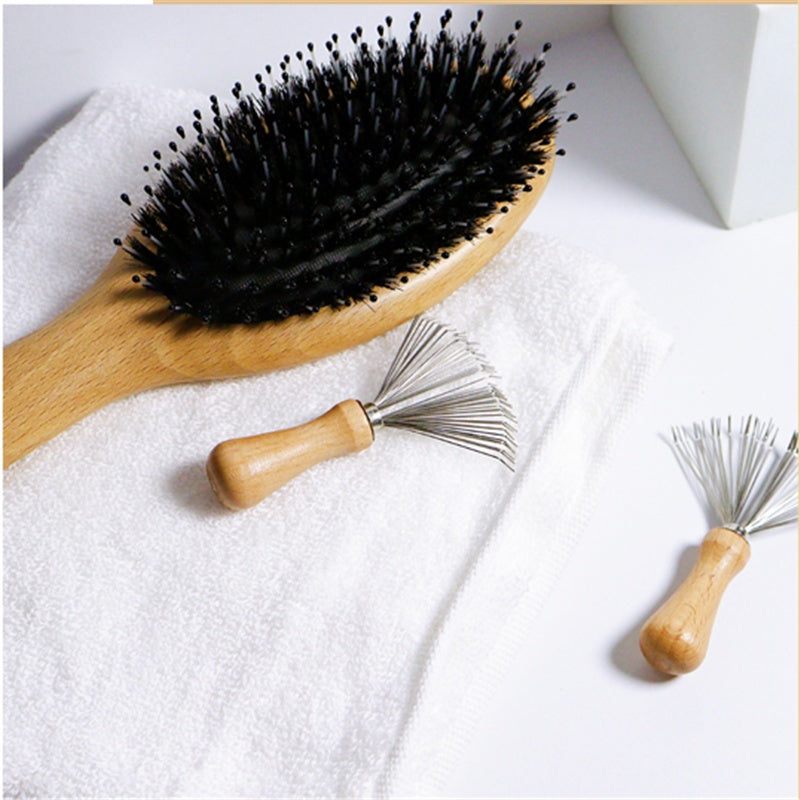 Small air cushion comb cleaning brush for removing hair from hairbrushes
