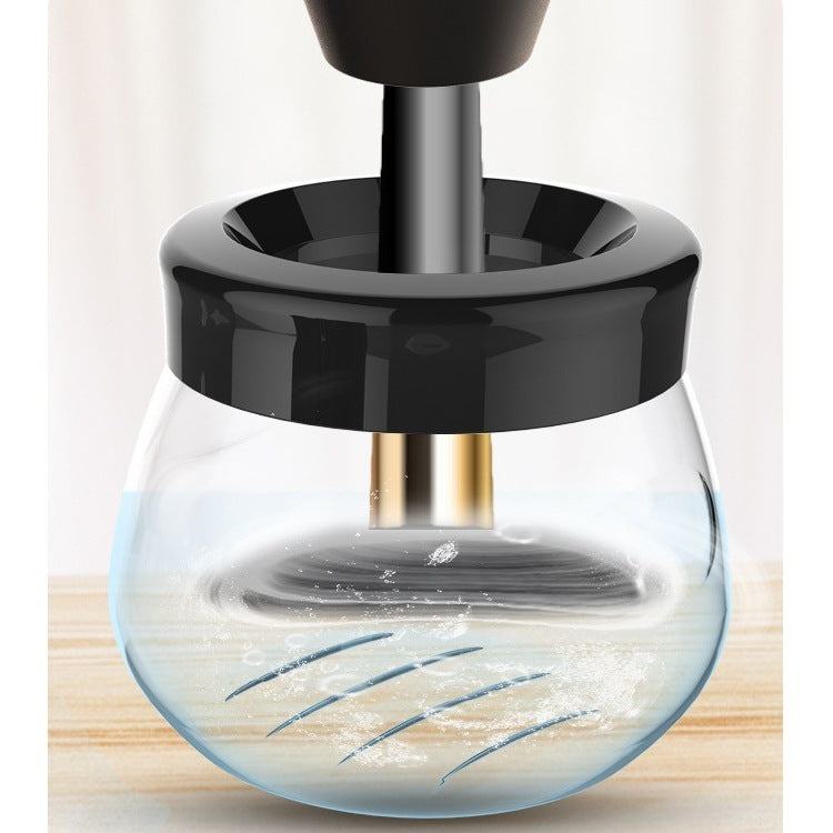 Electric makeup brush cleaner with USB charging and magnetic storage caps