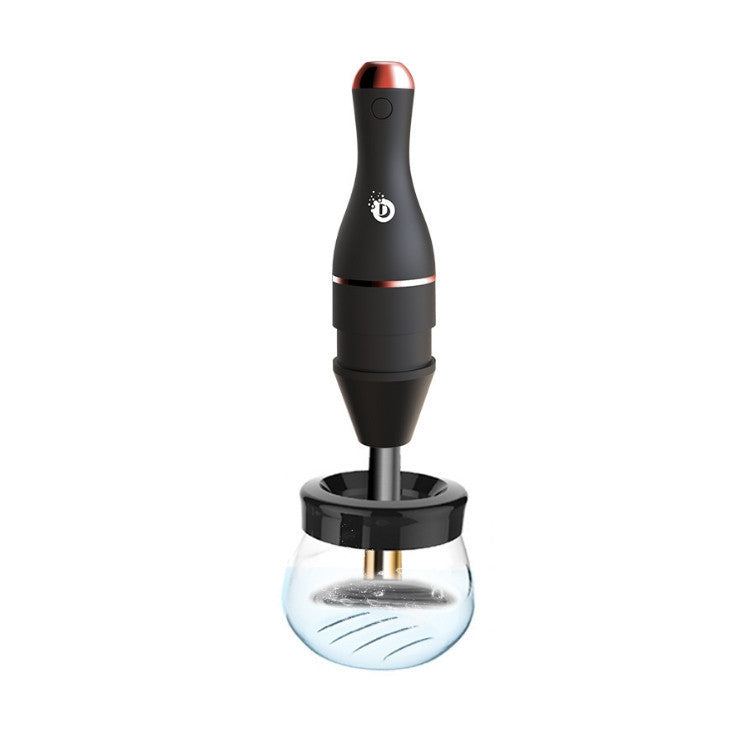 Electric makeup brush cleaner with USB charging and magnetic storage caps