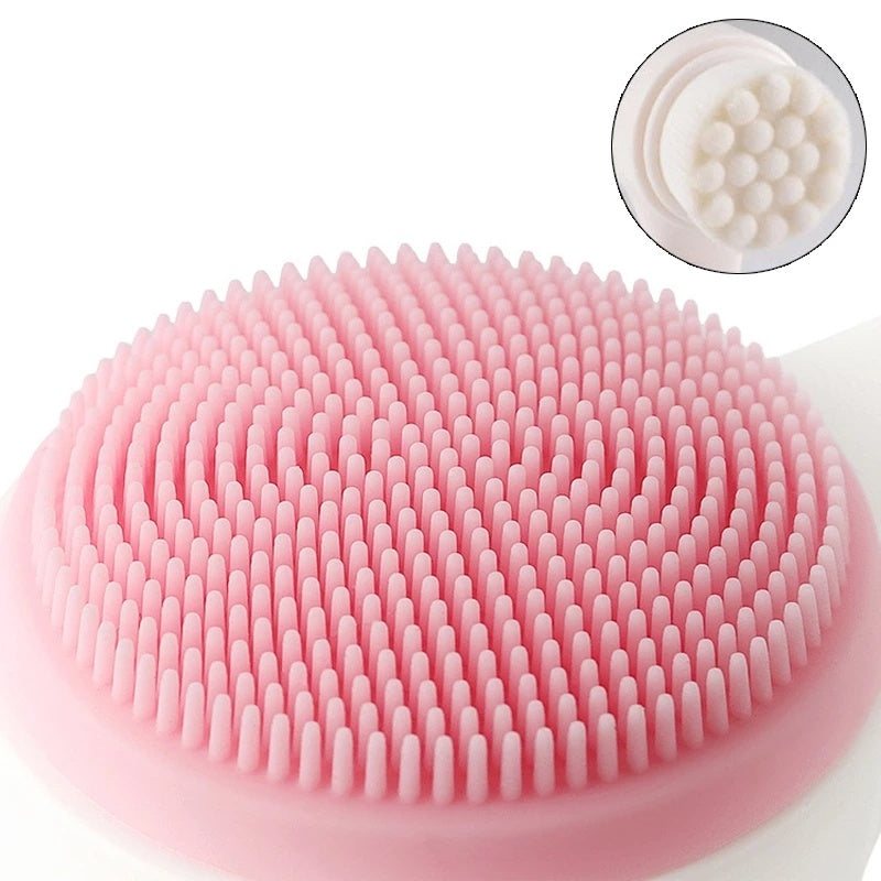 Double-sided silicone facial cleansing brush with pine handle