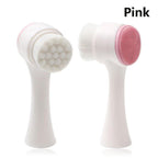 Double-sided silicone facial cleansing brush with pine handle