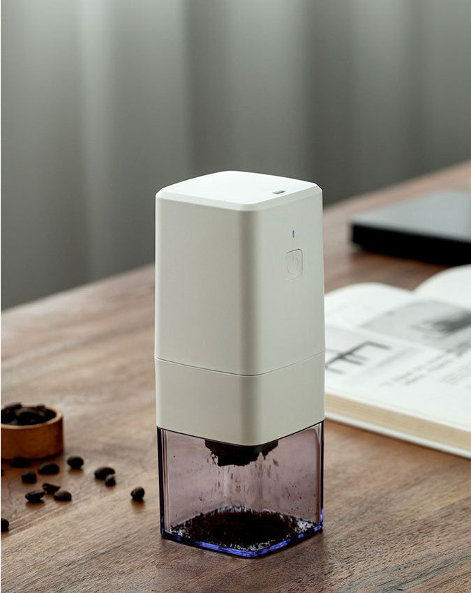 Electric Coffee Bean Grinder with copper motor and USB charging port.