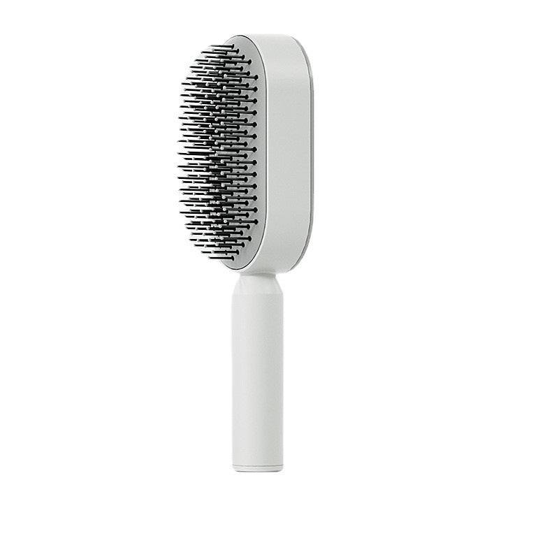 3D self-cleaning hair brush for women with air-cushion base and scalp massage bristles