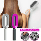 3D self-cleaning hair brush for women with air-cushion base and scalp massage bristles