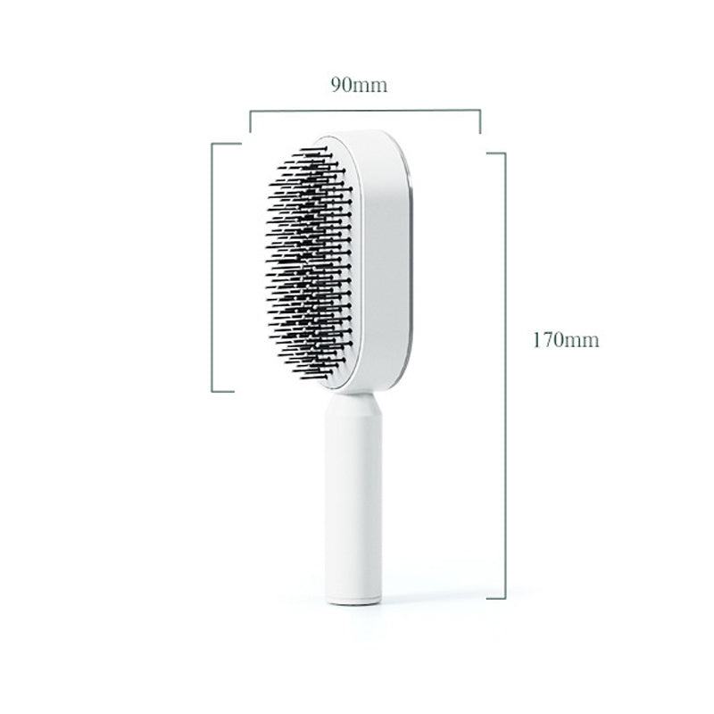 3D self-cleaning hair brush for women with air-cushion base and scalp massage bristles