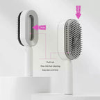 3D self-cleaning hair brush for women with air-cushion base and scalp massage bristles