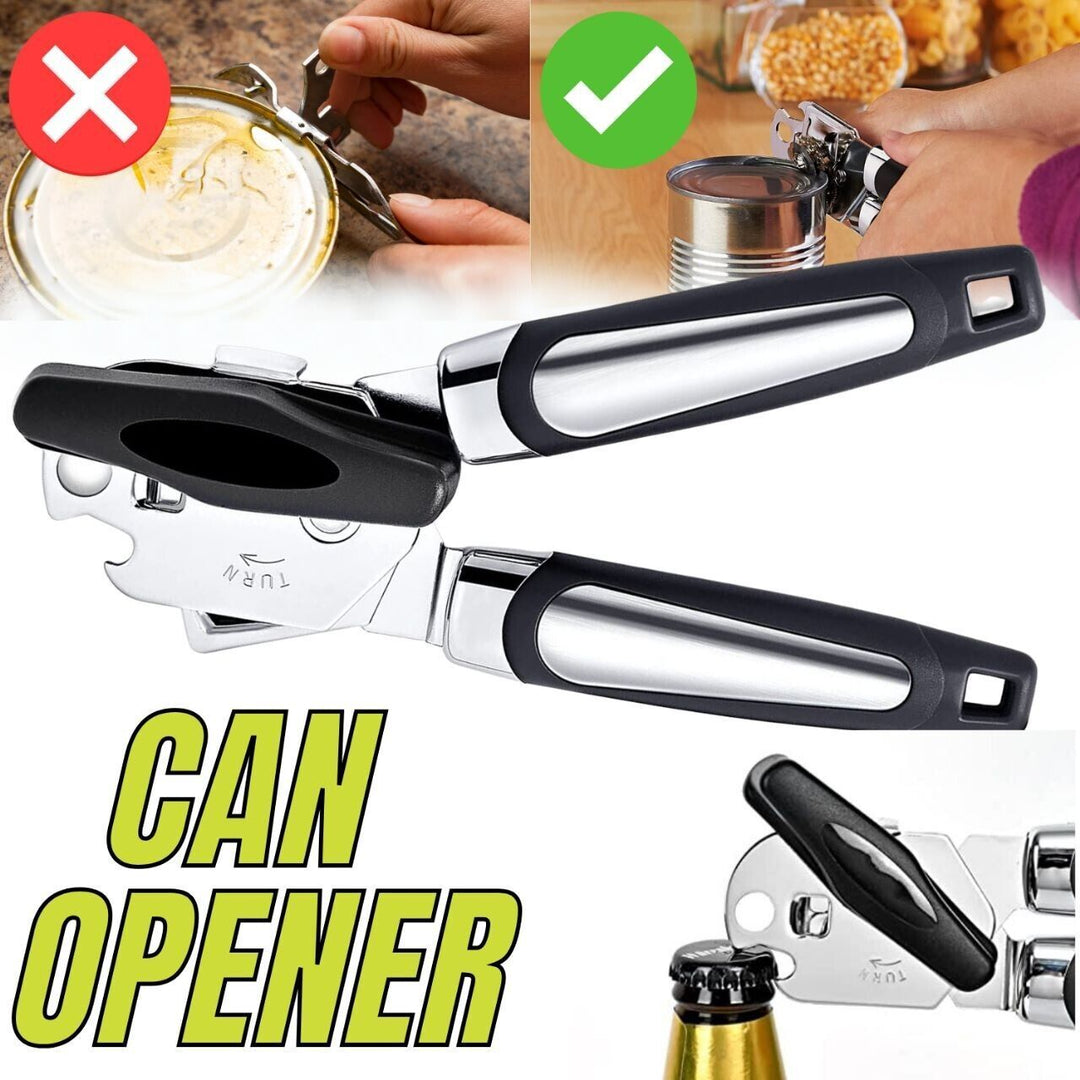 Manual Handheld Can Opener with sharp stainless steel blade and anti-slip grip