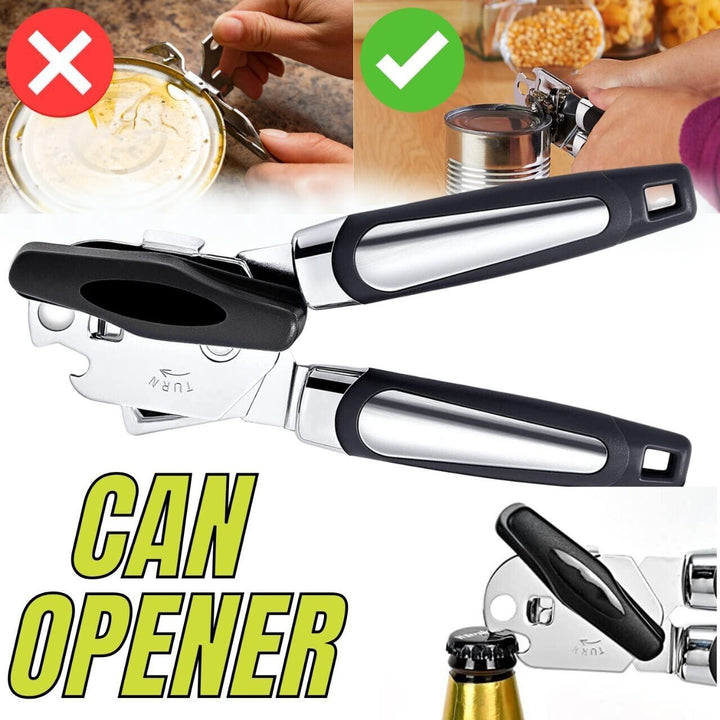 Manual Handheld Can Opener with sharp stainless steel blade and anti-slip grip