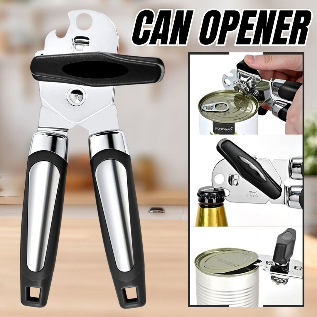 Manual Handheld Can Opener with sharp stainless steel blade and anti-slip grip