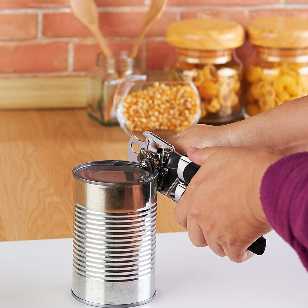 Manual Handheld Can Opener with sharp stainless steel blade and anti-slip grip