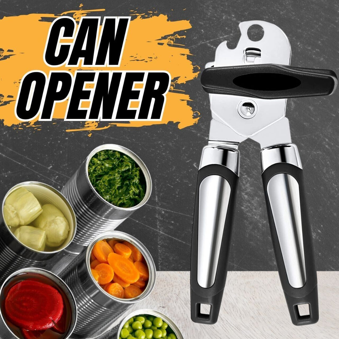 Manual Handheld Can Opener with sharp stainless steel blade and anti-slip grip