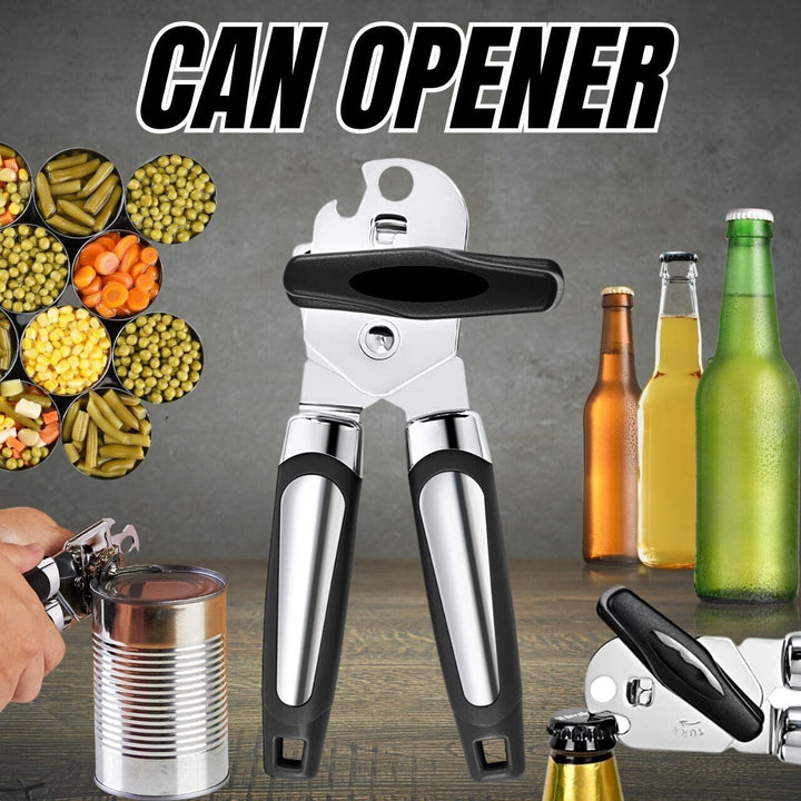 Manual Handheld Can Opener with sharp stainless steel blade and anti-slip grip