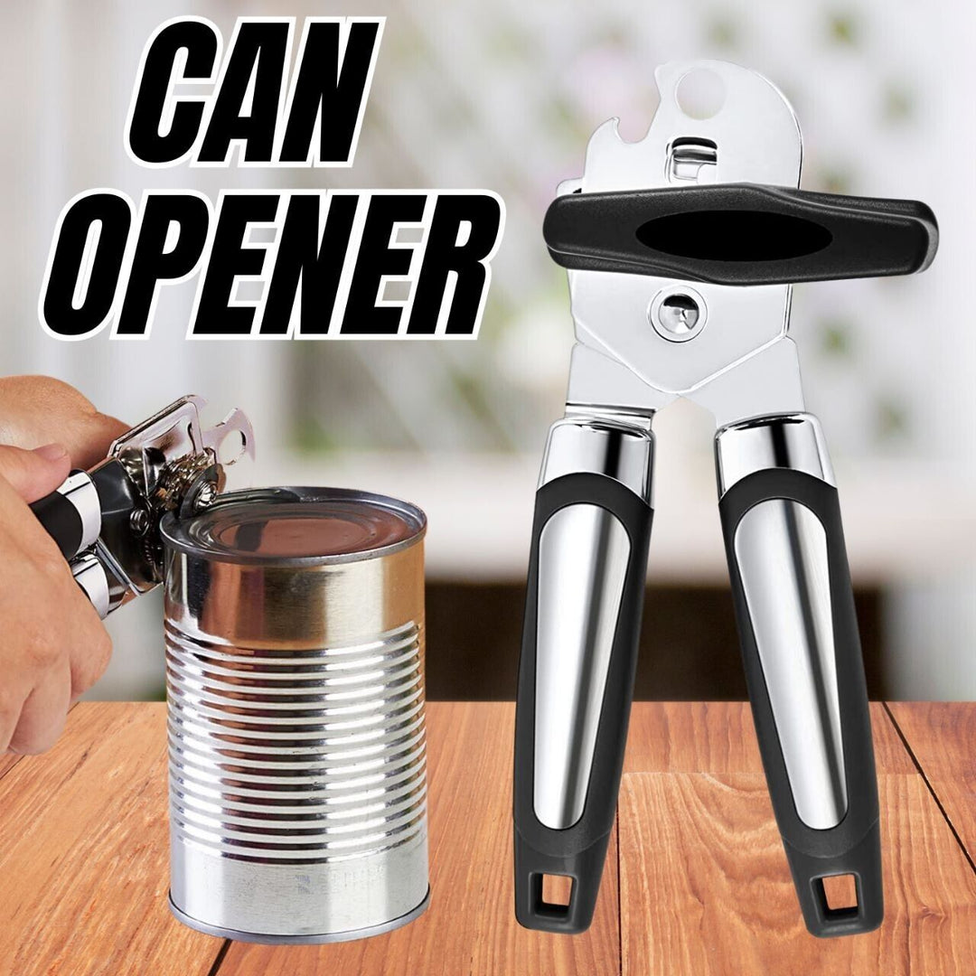 Manual Handheld Can Opener with sharp stainless steel blade and anti-slip grip