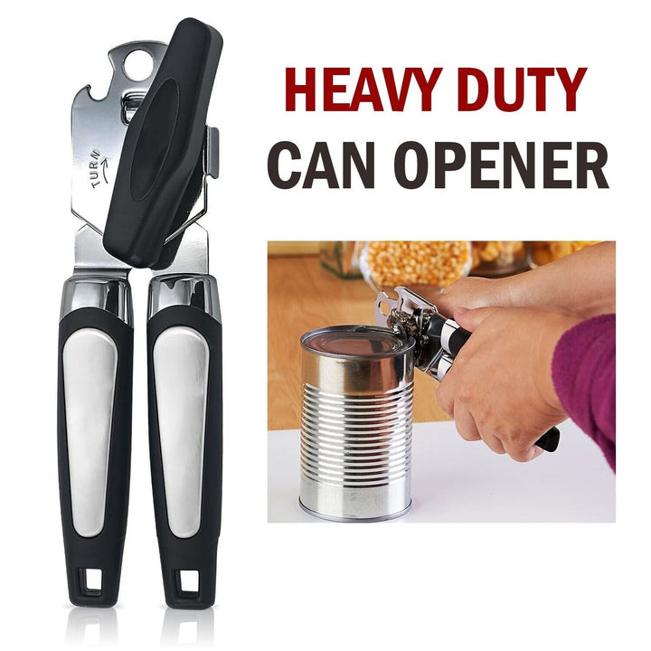 Manual Handheld Can Opener with sharp stainless steel blade and anti-slip grip