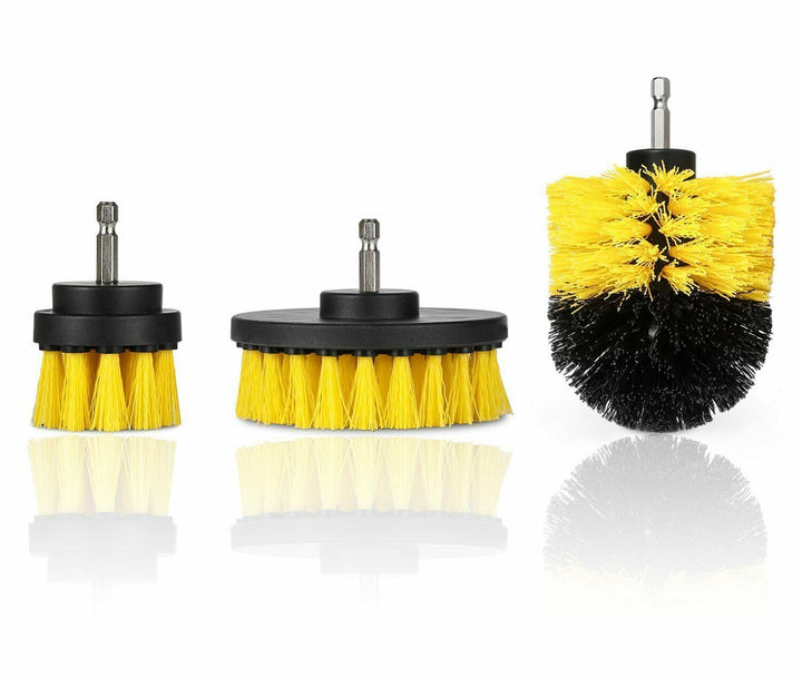 Drill Brush Attachment Set with three brushes for deep cleaning