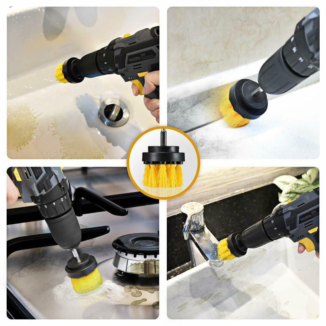 Drill Brush Attachment Set with three brushes for deep cleaning