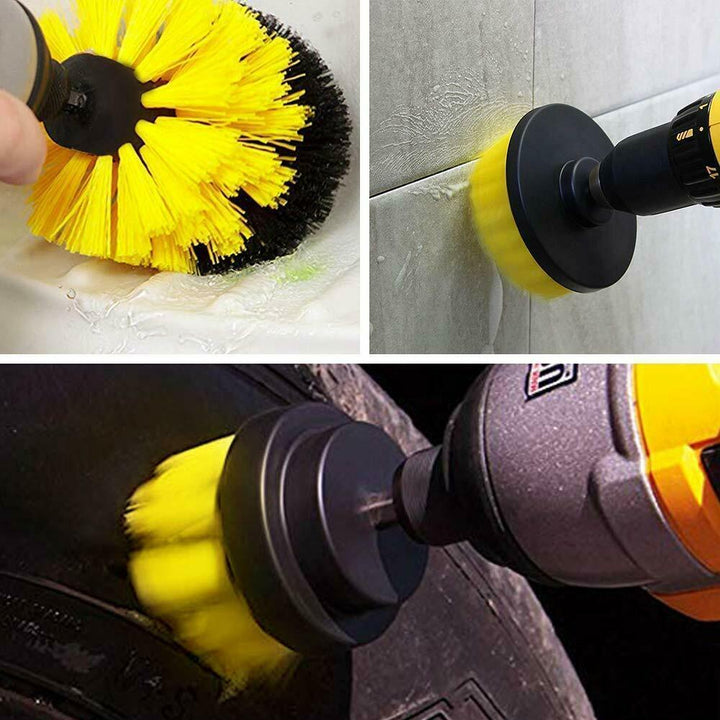 Drill Brush Attachment Set with three brushes for deep cleaning