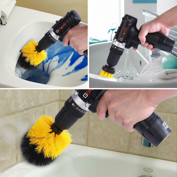 Drill Brush Attachment Set with three brushes for deep cleaning