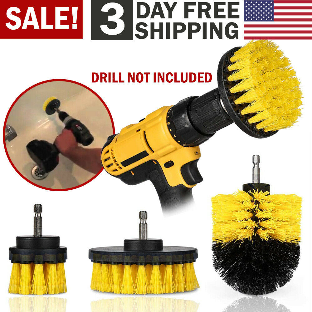 Drill Brush Attachment Set with three brushes for deep cleaning