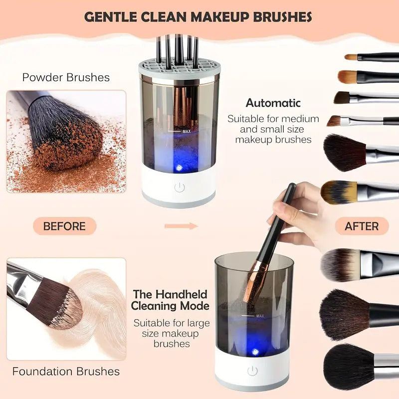 USB automatic makeup brush cleaner with rotating electric brush washing design
