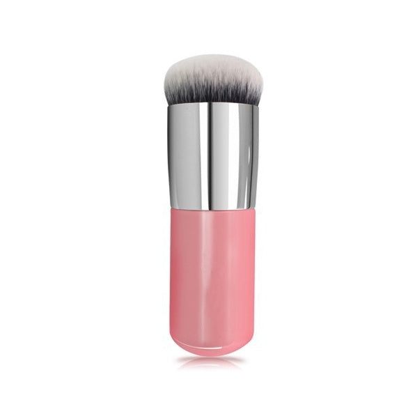 Chubby foundation and powder brush with soft rayon bristles and short wooden handle