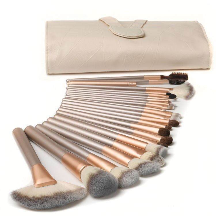 Makeup Brush Set with Pink Clutch Bag